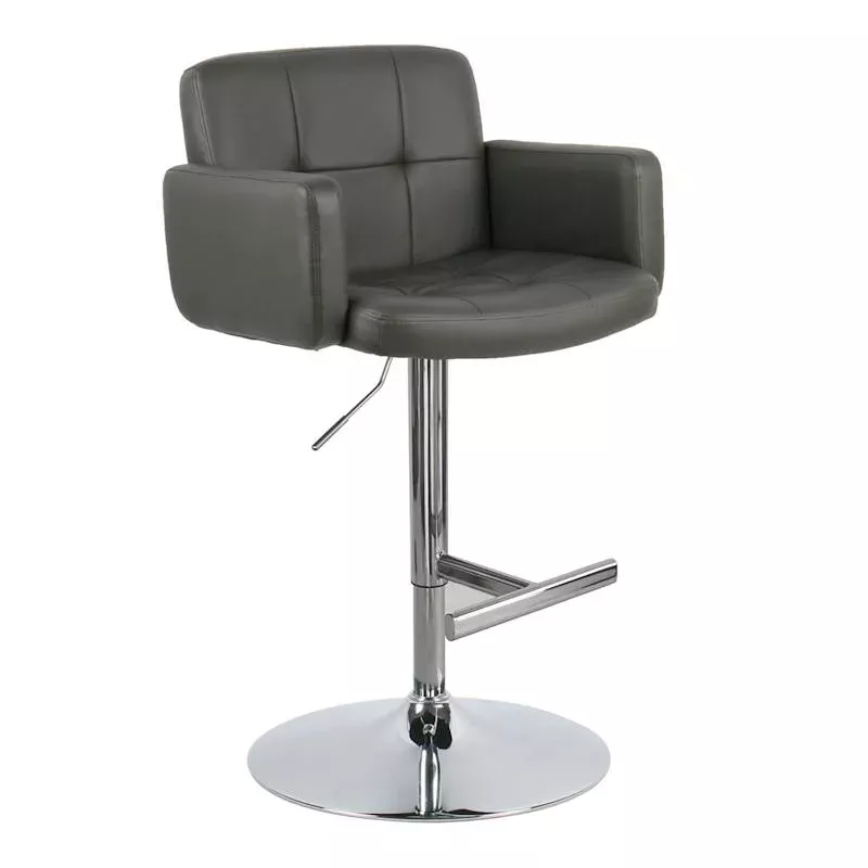 Stout Adjustable Swivel Faux Leather Barstool, Grey