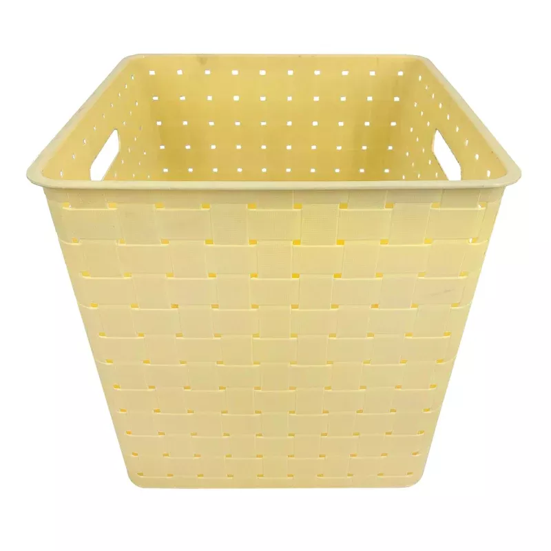 Strap Design Weave Storage Basket, Popcorn Yellow
