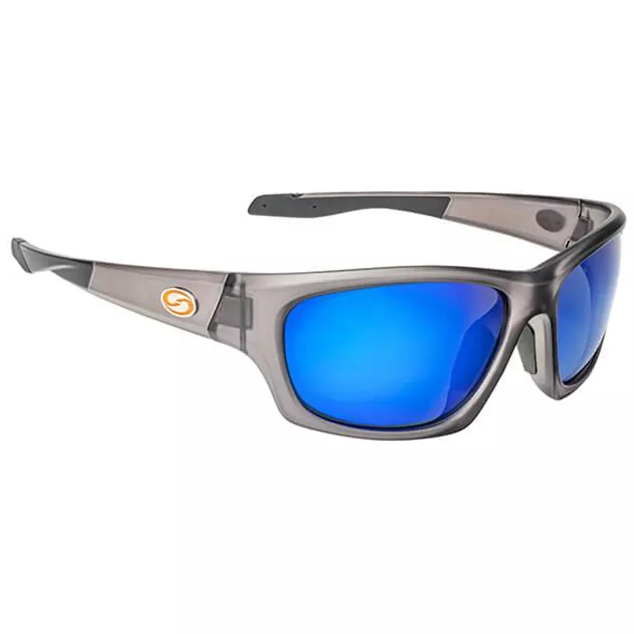 Strike King SK Plus Cypress Sunglasses - Matte Translucent Crystal Frame/Multi-Layer White Blue Mirror/Gray Base Lens