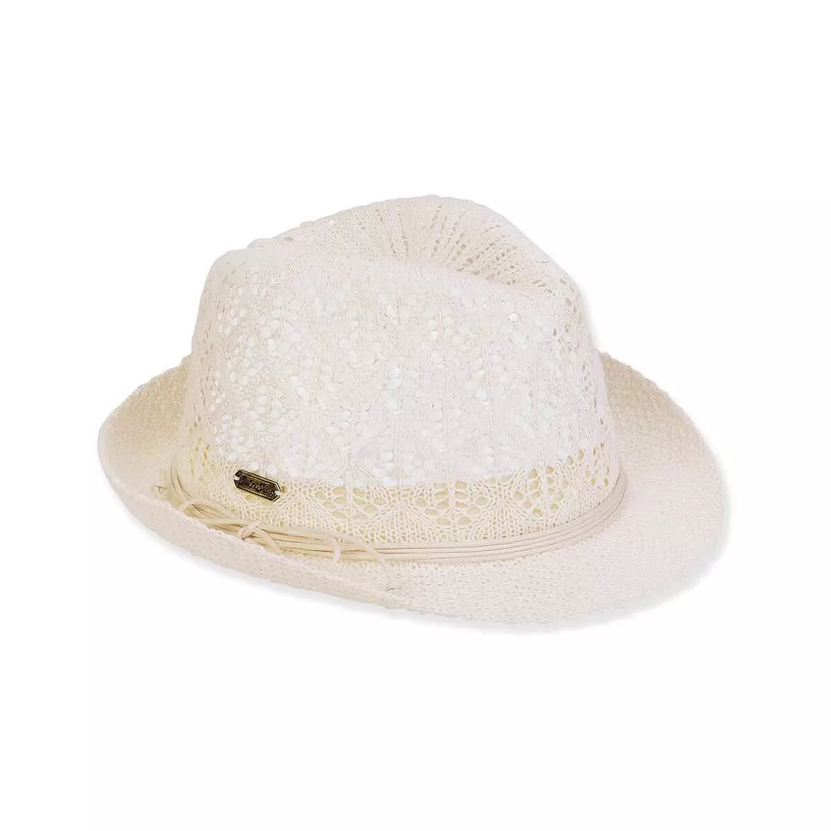 Sun N Sand Women's White Polyester Fedora Hat