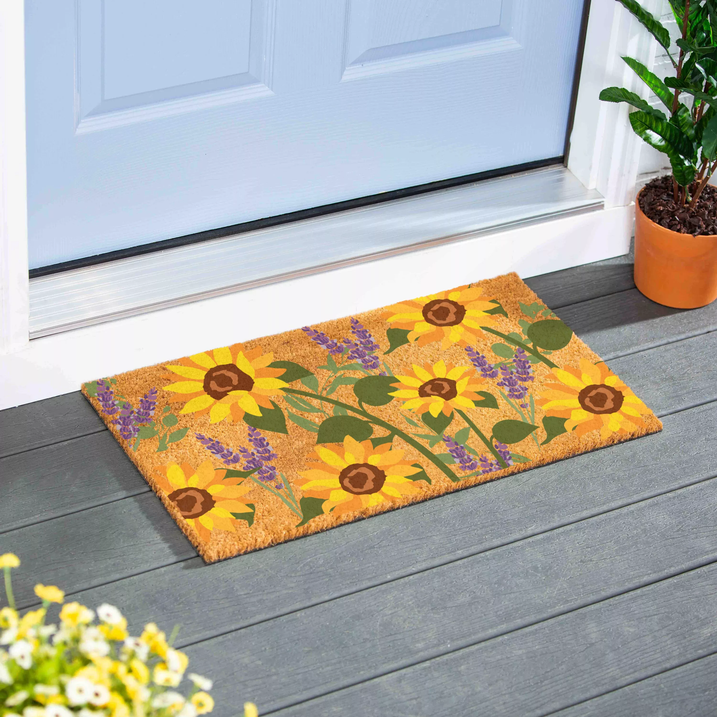 Sunflower & Lavender Coir Doormat
