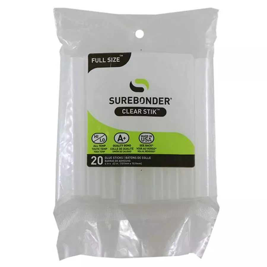 Surebonder Clear Hot Glue Sticks For High & Low Temperatures, Mini Size 10" - 20 ct