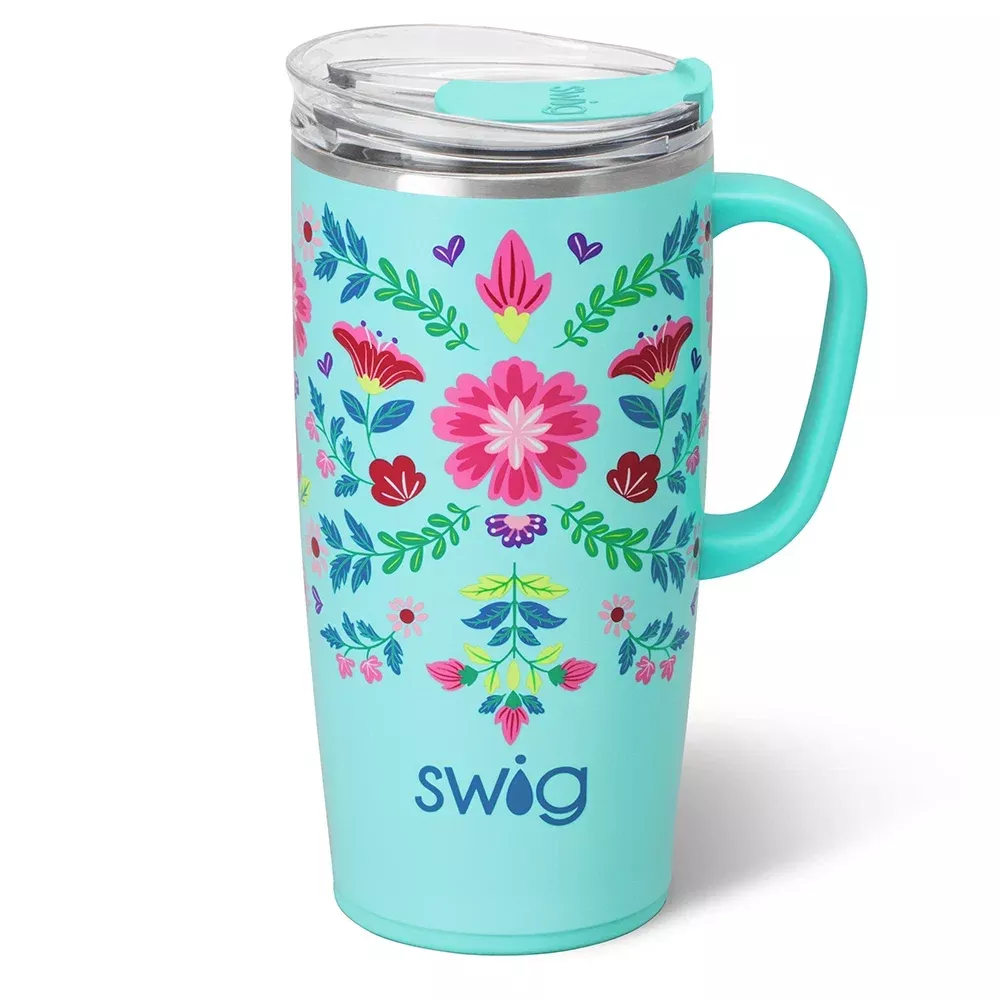 Swig - Flora Azul Travel Mug, 22 Ounce