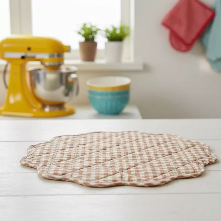 Tableau - Maggie Gingham Quilted Placemat, Carmel