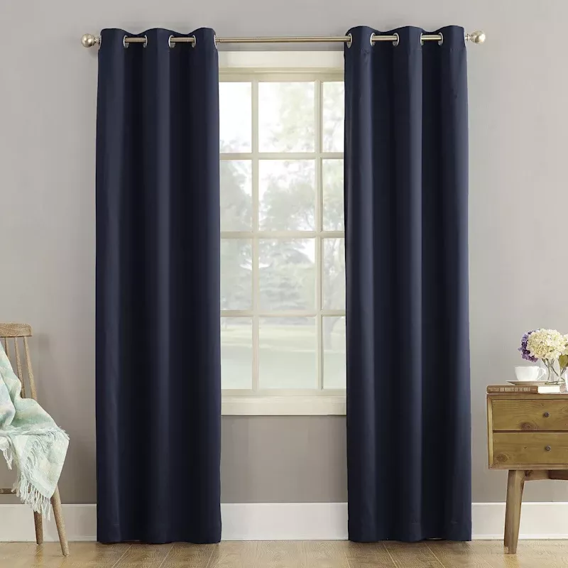Talita Navy Room Darkening Grommet Curtain Panel, 63"