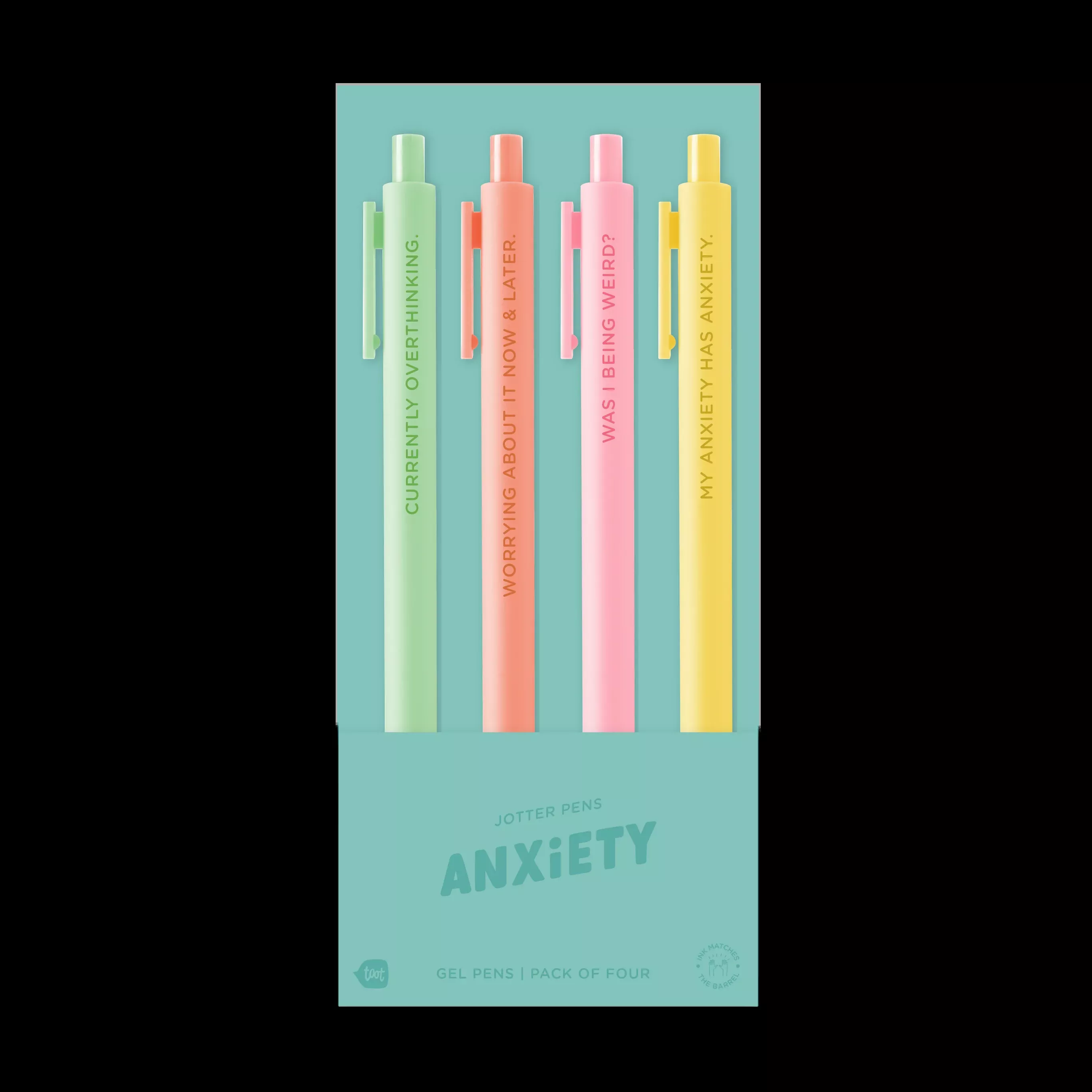 Talking Out of Turn - Jotter Pens Set of 4, Anxiety
