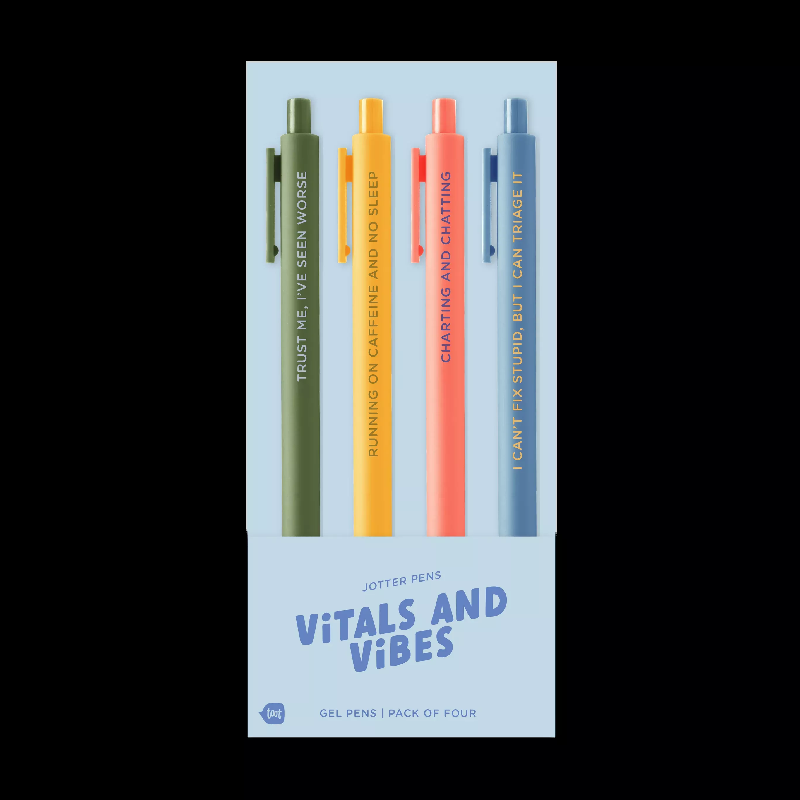 Talking Out of Turn - Jotter Pens Set of 4, Vitals & Vibes