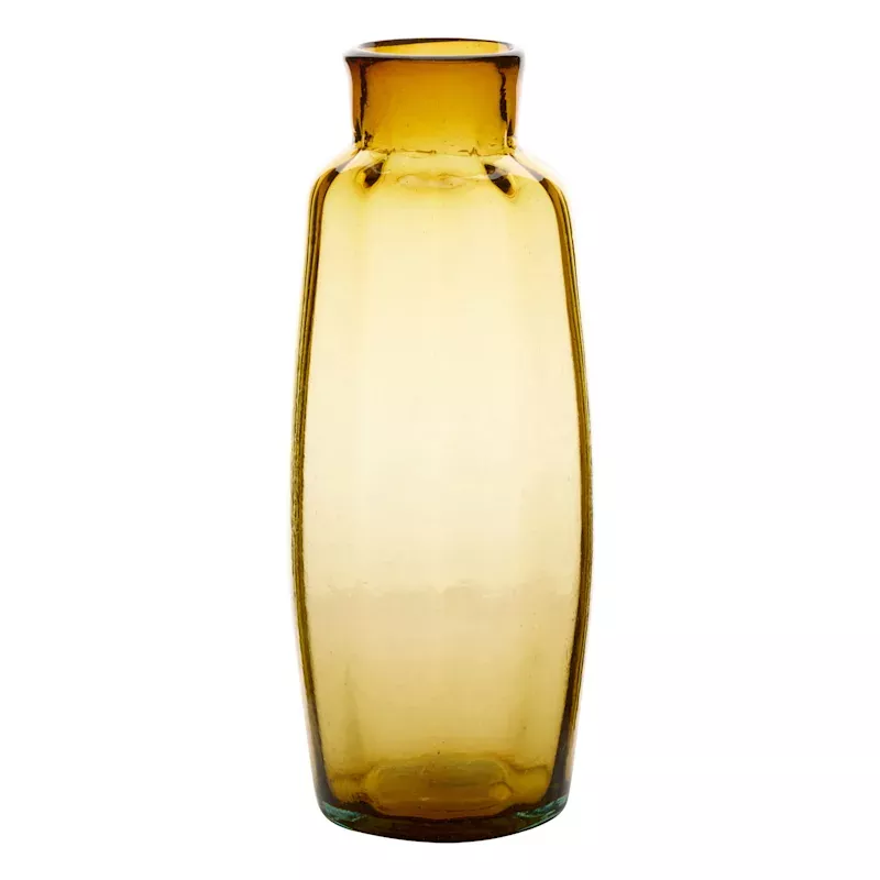 Tall Amber Glass Vase, 14"