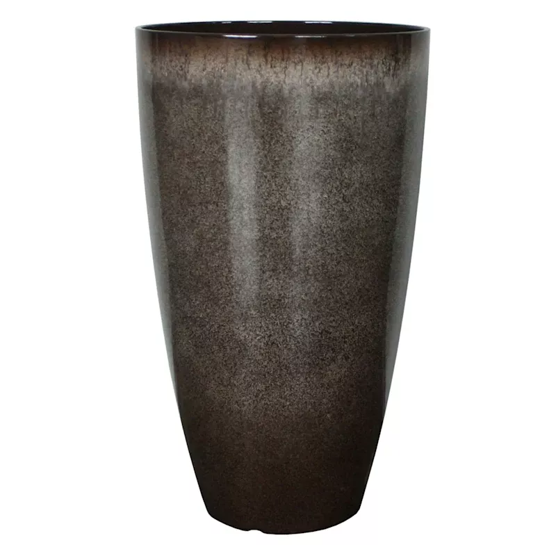 Tall Mottled Brown Egg-Shaped Outdoor Planter, Medium