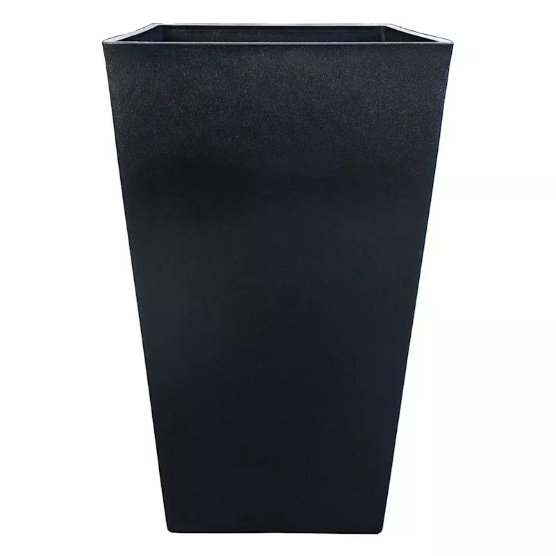Tall Square Silver Outdoor Planter, 21"