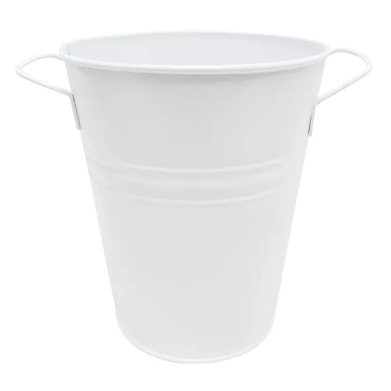 Tall White Metal Outdoor Planter, Extra Small
