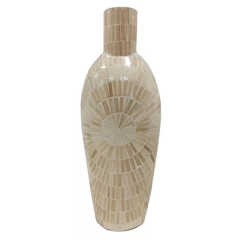Tan Bamboo Mosaic Vase, 24"