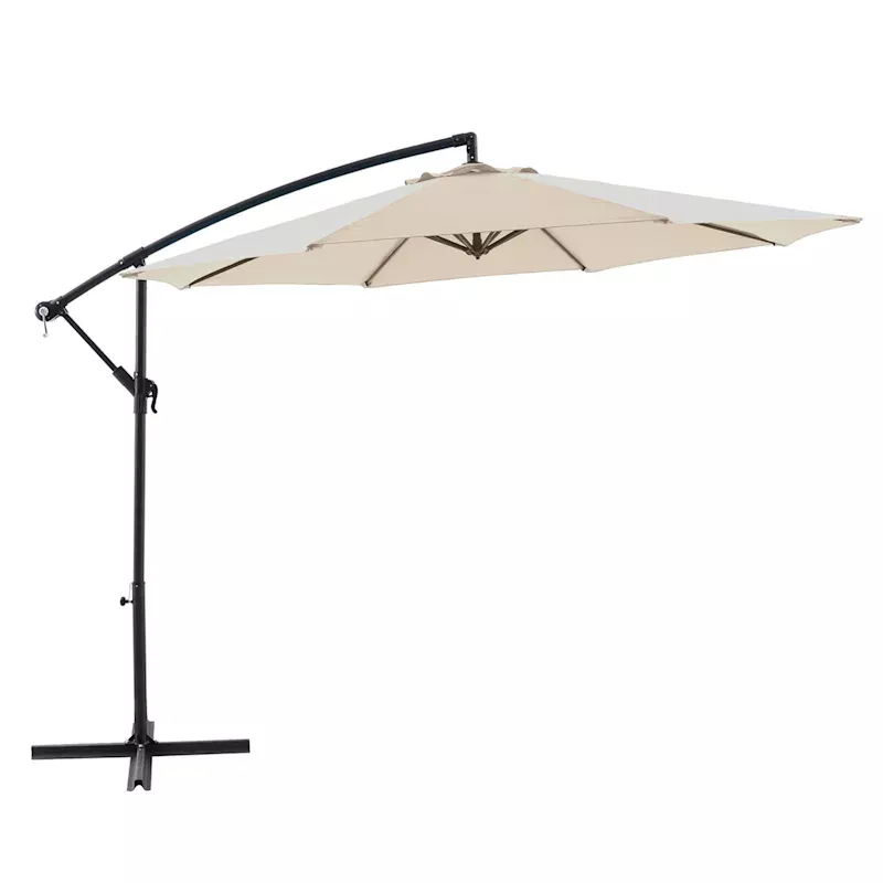 Tan Offset Round Patio Umbrella, 10'