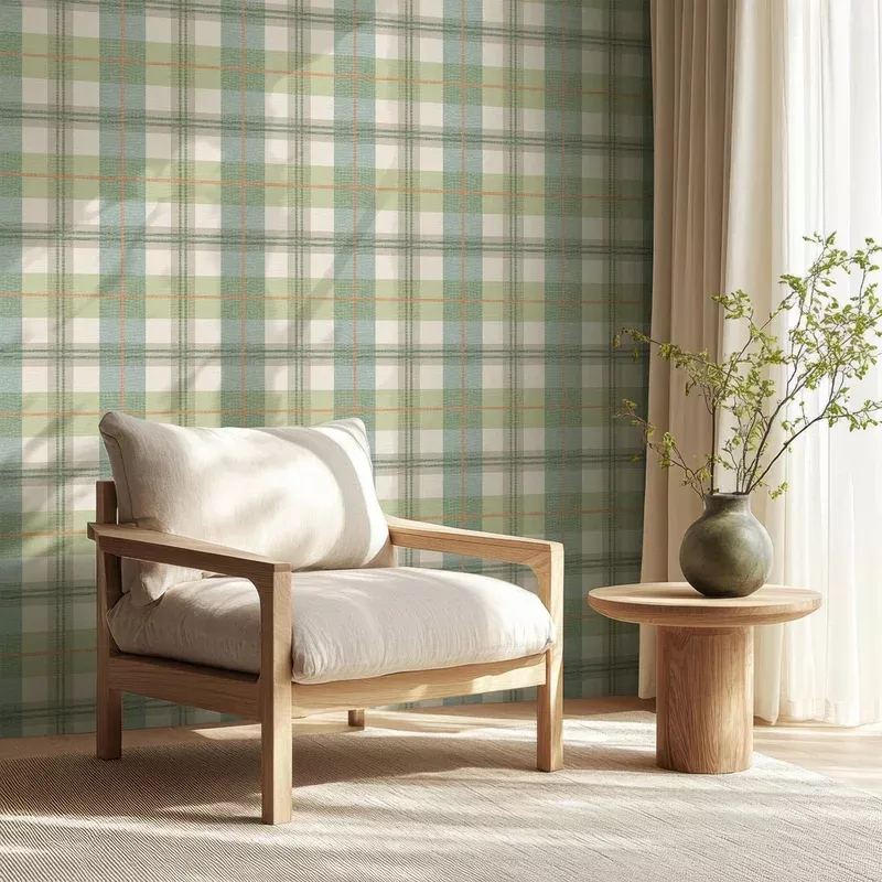 Tartanowski Olive Green Wallpaper