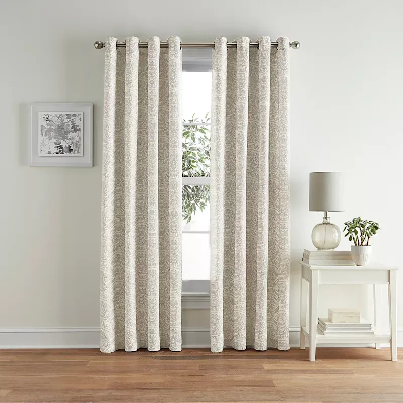 Taupe Geo Jacquard Light Filtering Curtain Panel, 84"
