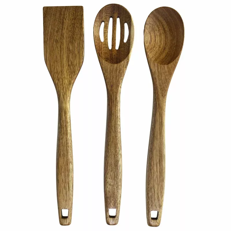TB Home 3-Piece Acacia Wood Cooking Utentsil Set 12-1/2″