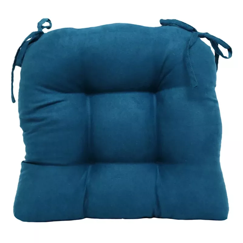 Teal Faux Suede Dining Chair Cushion, 14x15