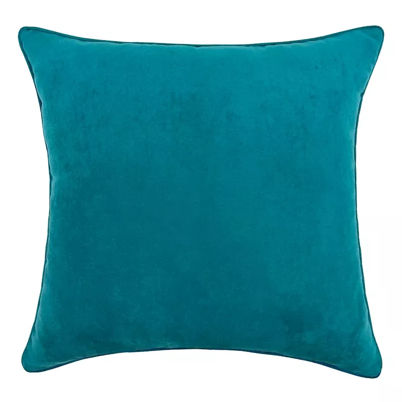 Teal Faux Suede Throw Pillow, 18"