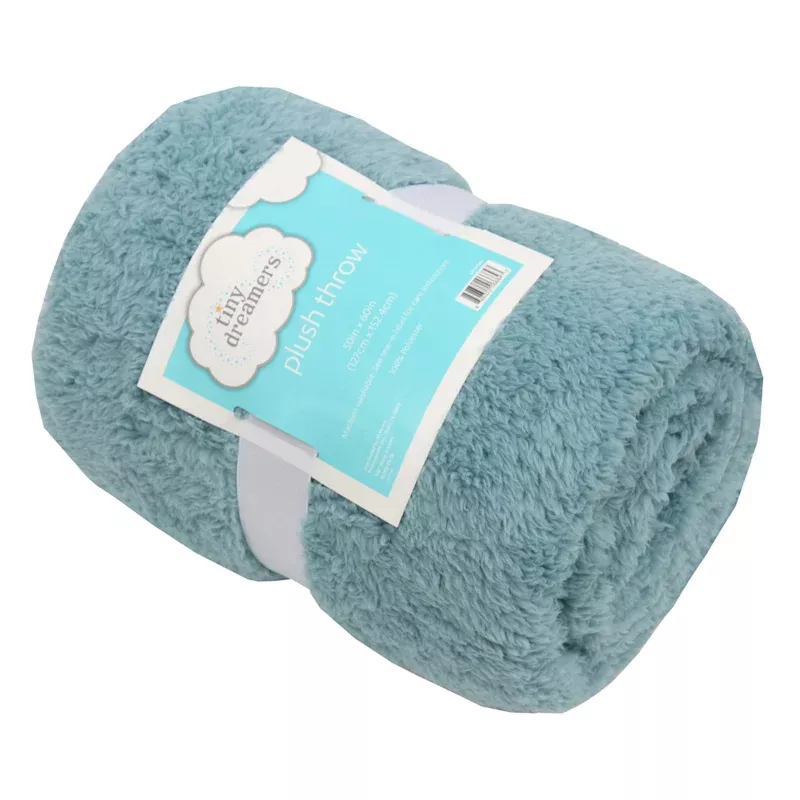 Teal Plush Sherpa Throw Blanket, 50x60