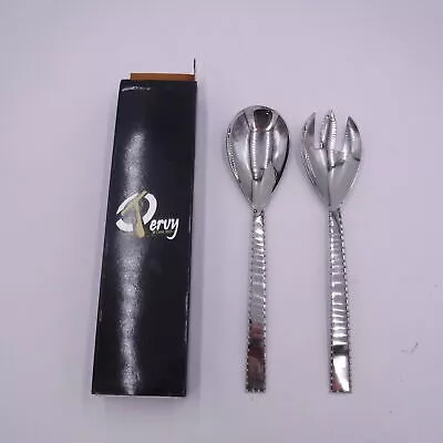 Tervy Classic Touch Drop Beaded Salad Server Set of 2 Nickel