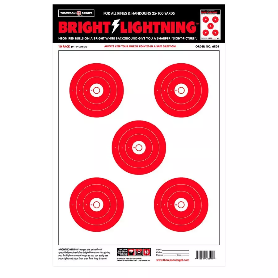 Thompson Target Bright Lightning Paper Shooting Target - 10 pk