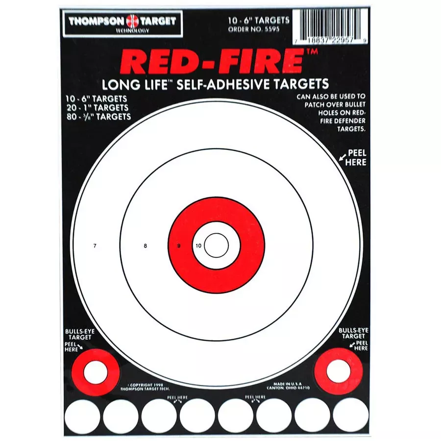 Thompson Target Red Fire Adhesive Peel and Stick Target - 10 pk