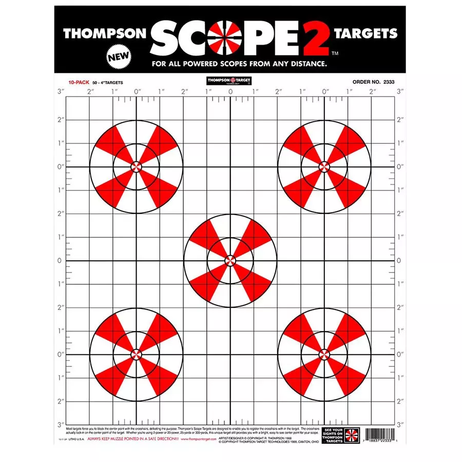 Thompson Target Scope 2 Sight-In Paper Shooting Target - 10 pk