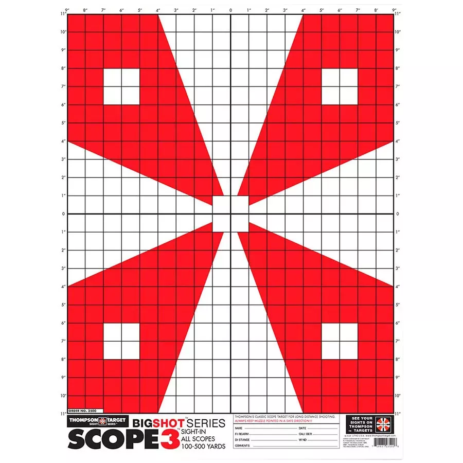 Thompson Target Scope 3 Paper Alignment Sight-In Shooting Target - 5 pk