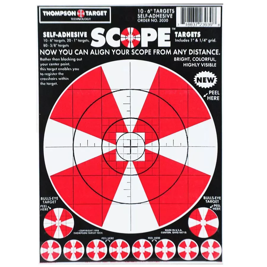 Thompson Target Scope Alignment Adhesive Peel and Stick Target - 10 pk