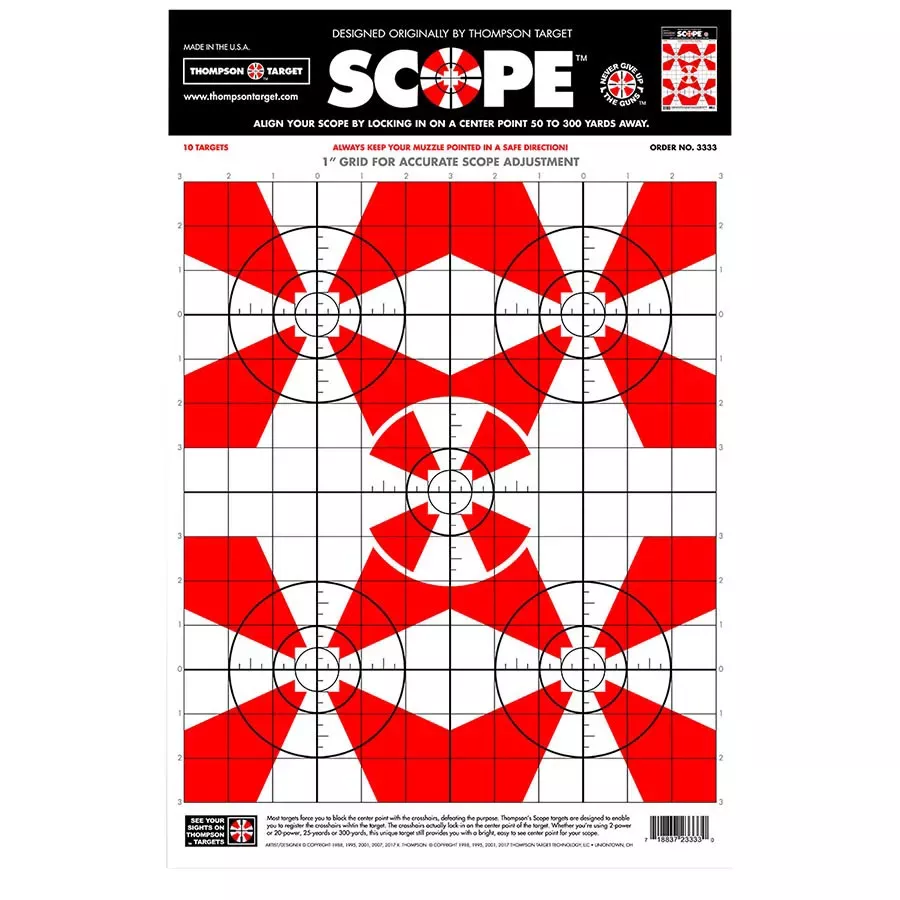 Thompson Target Scope Alignment/Sight-In Paper Shooting Target - 10 pk