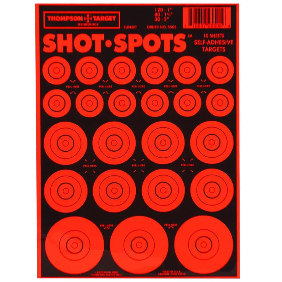 Thompson Target Shot Spots Paster Bullseyes Adhesive Target - 10 pk - Orange