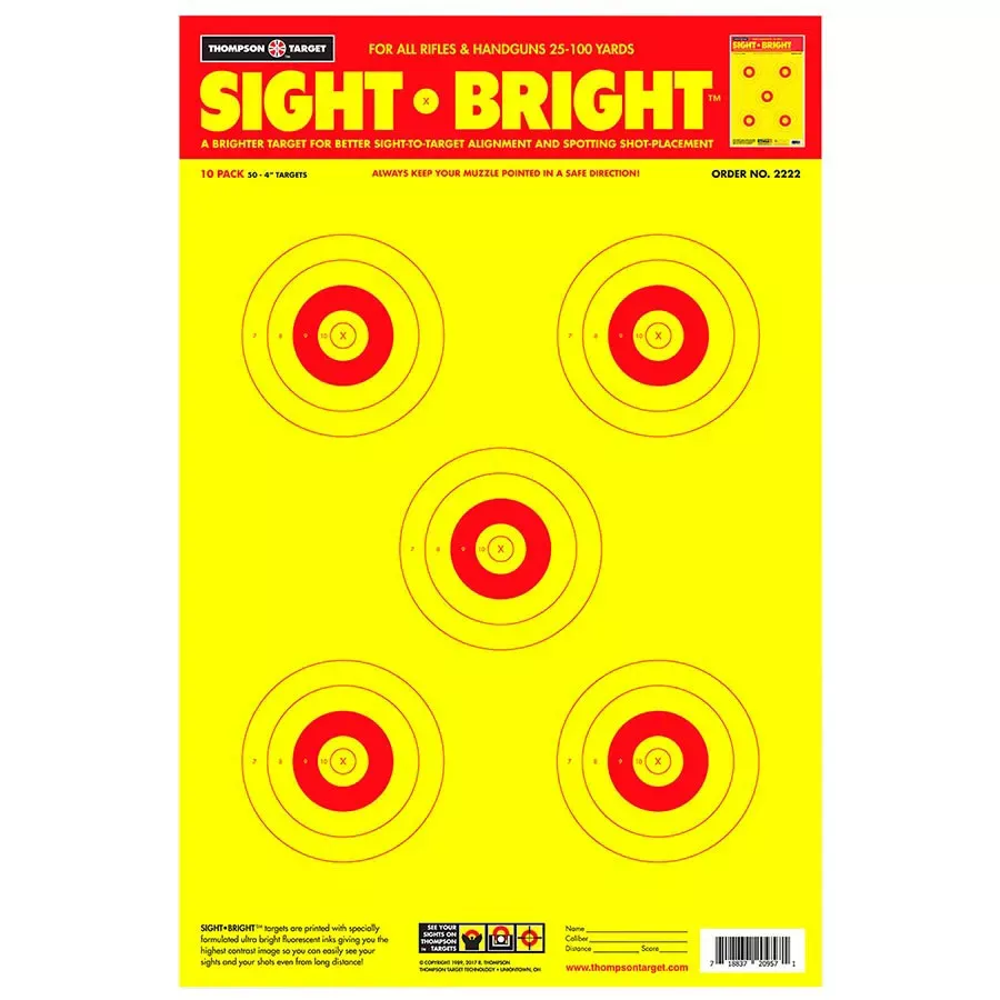 Thompson Target Sight Bright Paper Shooting Target - 10 pk