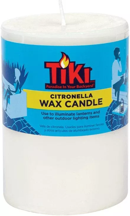Tiki 1412305 Citronella Pillar Candle, 3" x 4"