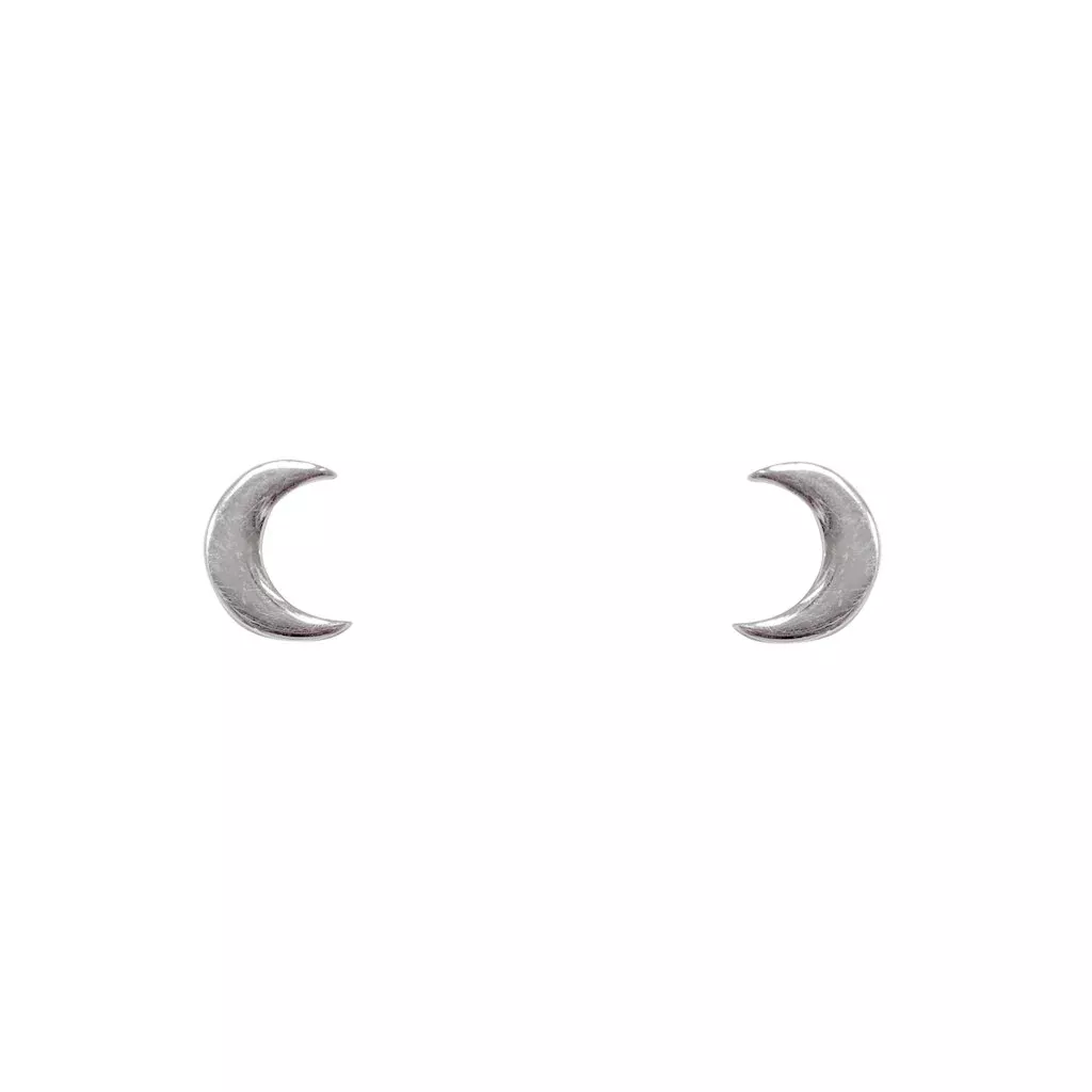 Tiny Charm Post Earrings - Crescent Moon