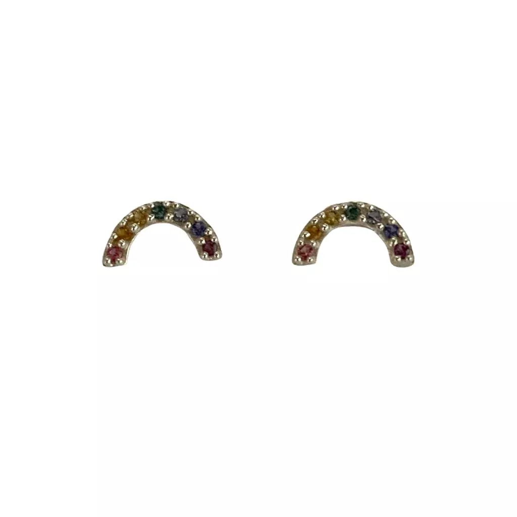 Tiny Charm Post Earrings-Rainbow