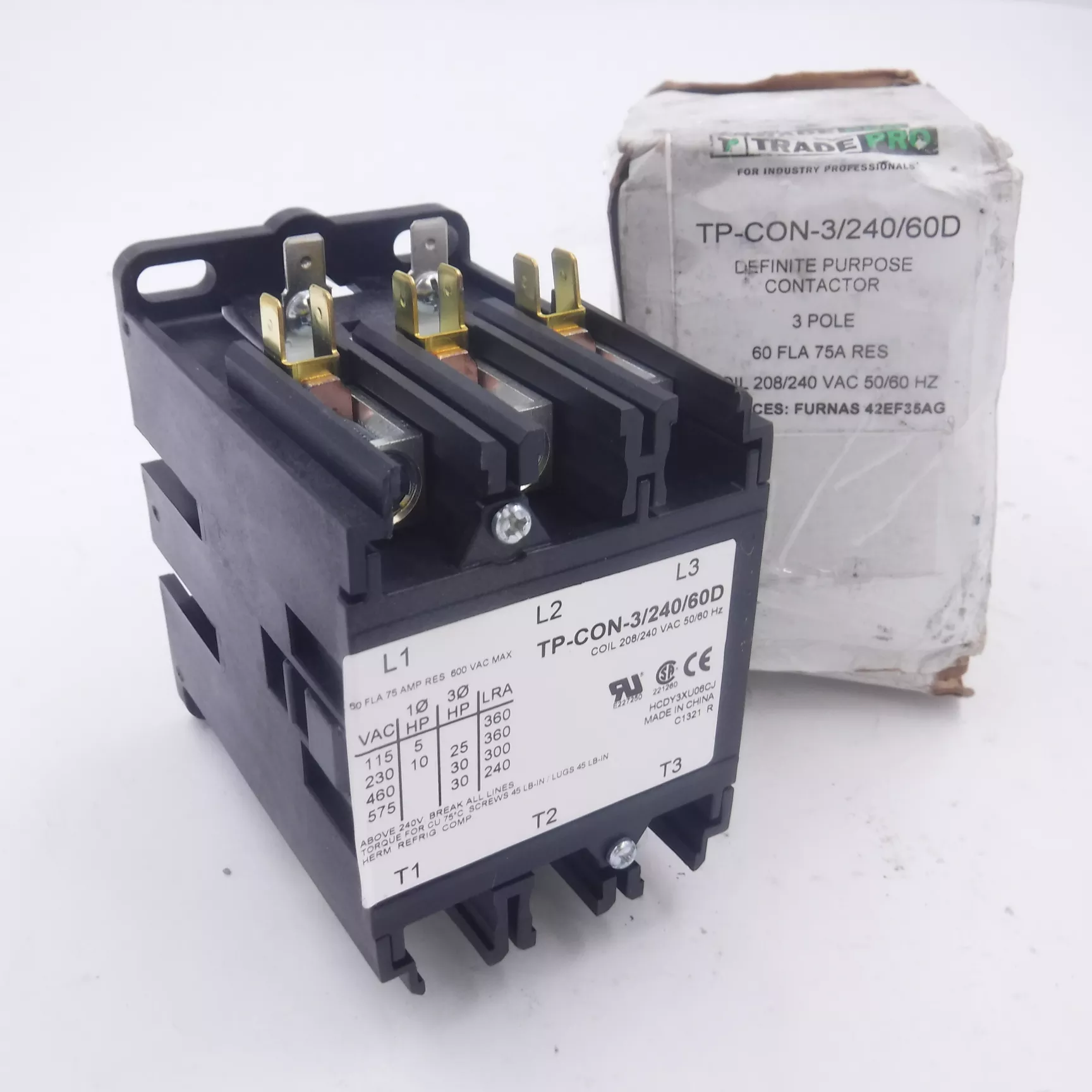 TradePro TP-CON-3/240/60D 3 Pole 208/240 Volt 60 Amp Contactor