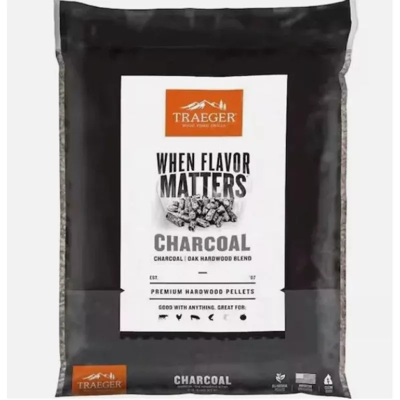 Traeger Charcoal Oak Hardwood Blend Wood Grilling Pellets for Flavors PEL363