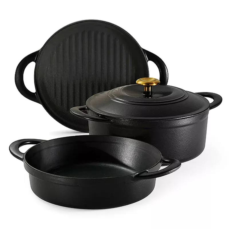Tramontina 4 Pcs. Enamelled Cast Iron Nesting Cookware Set 26 cm (Black)
