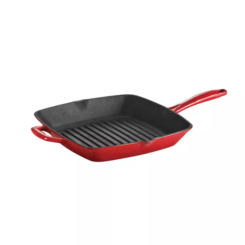 Tramontina Bestow Enamelled Cast Iron Griddle Pan 27 cm – Red
