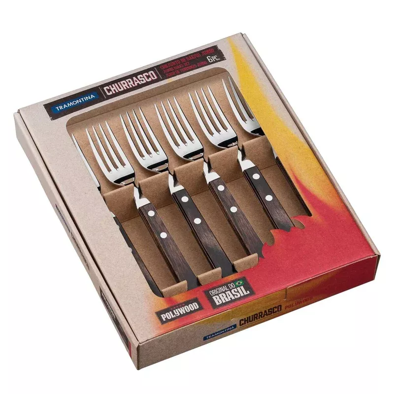 Tramontina Dishwasher-safe Wooden Handle 6 Pcs. Jumbo Fork Set