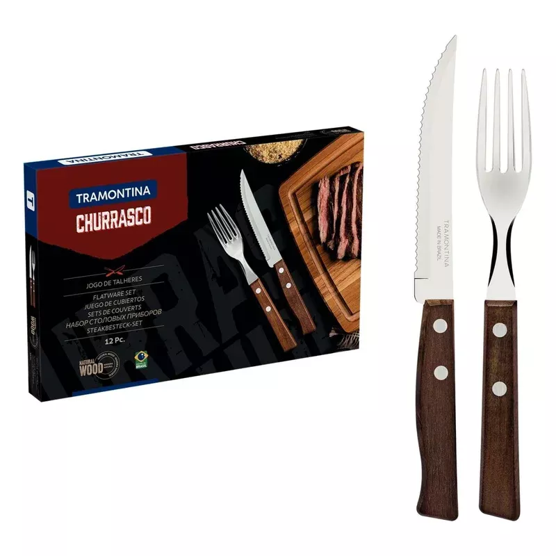 Tramontina Wooden Handle 12 Pcs. Cutlery Set