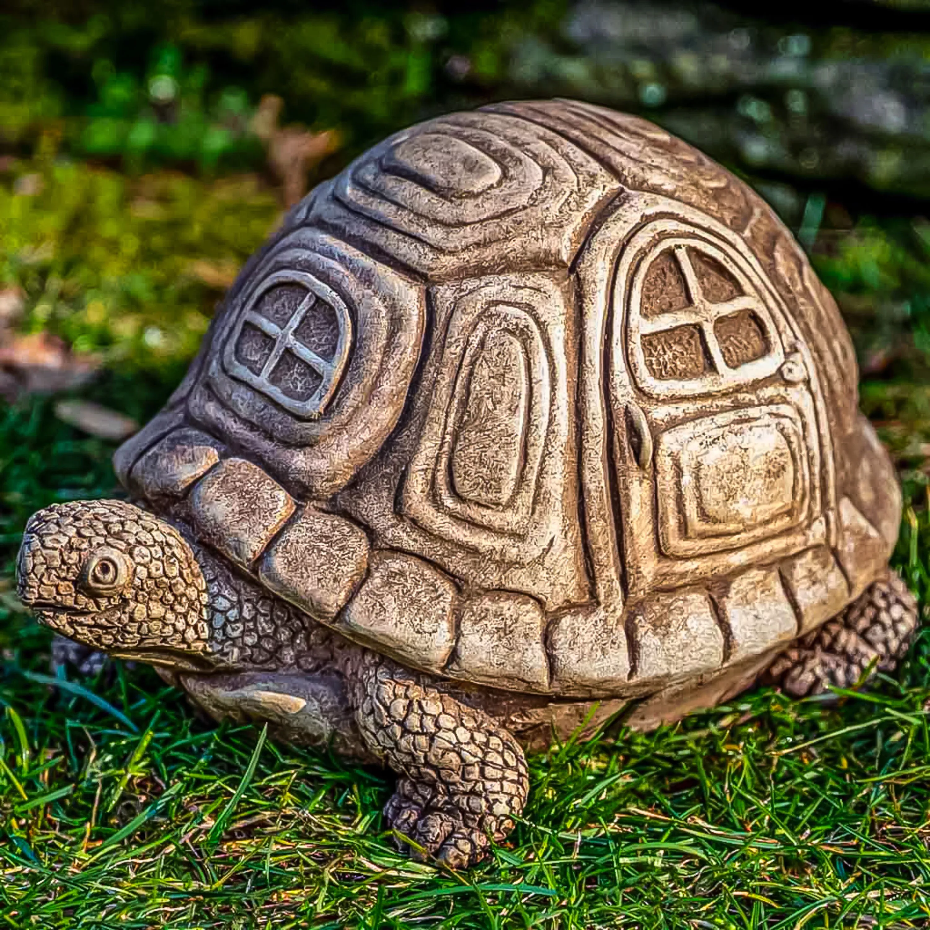 Traveling Turtle Cast Stone Garden Statue