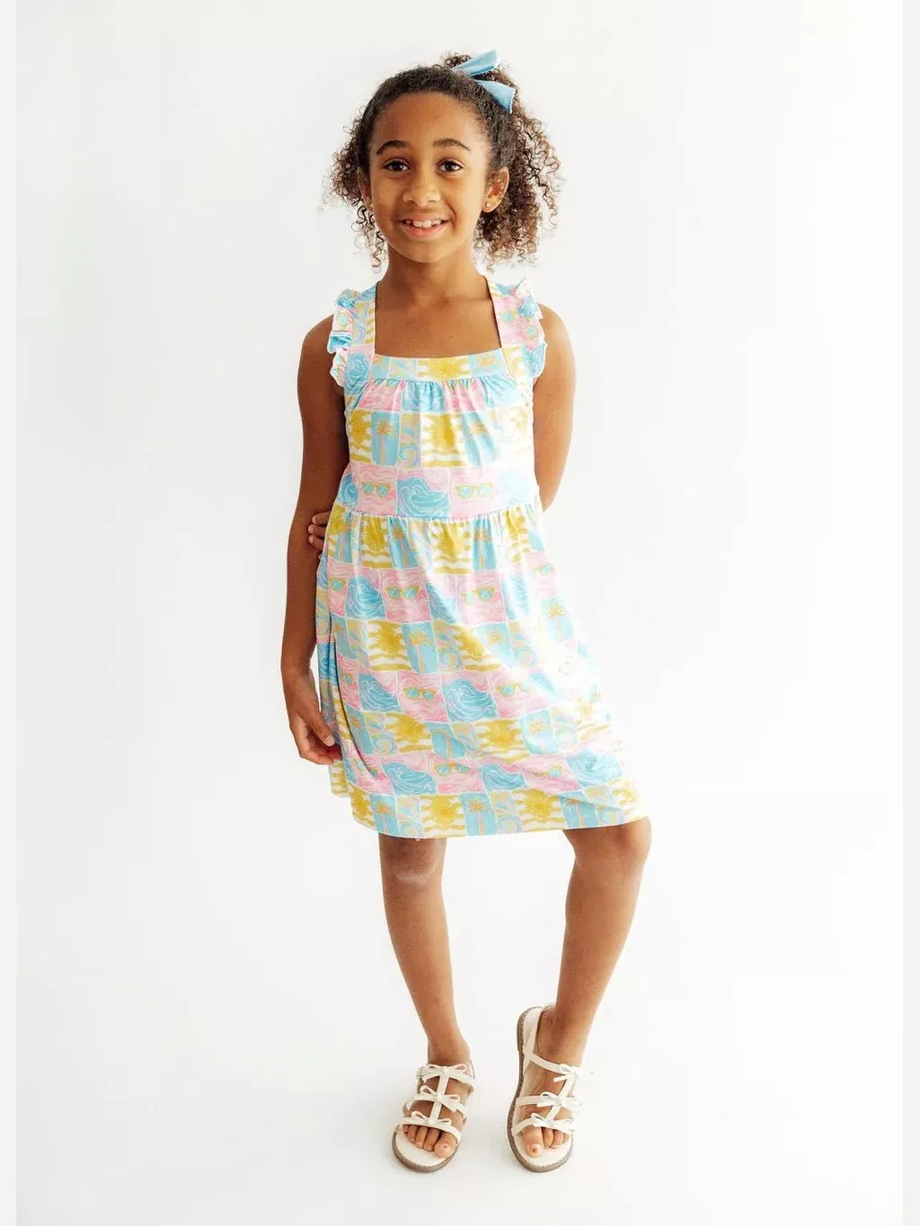 Tropical Summer Ruffle Back Dress