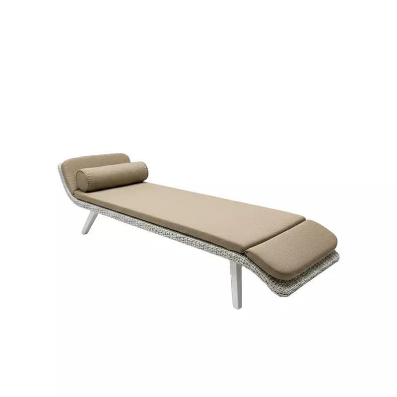 Tucker Tiki Oyster Wicker Sunlounge with Mocha Cushion