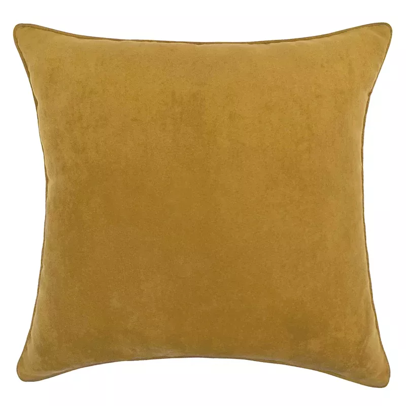 Turmeric Yellow Faux Suede Throw Pillow, 18"