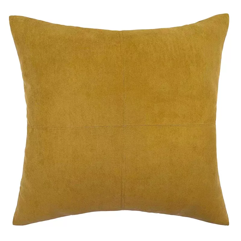 Turmeric Yellow Faux Suede Throw Pillow, 24"