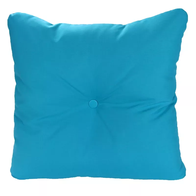 Turquoise Canvas Outdoor Tufted Back Cushion