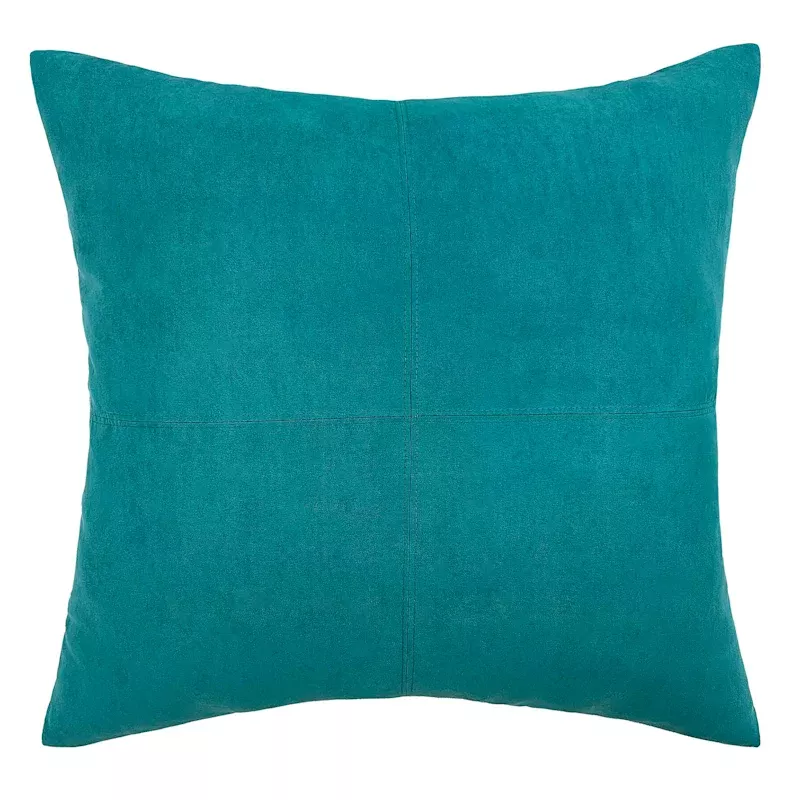 Turquoise Faux Suede Throw Pillow, 24"