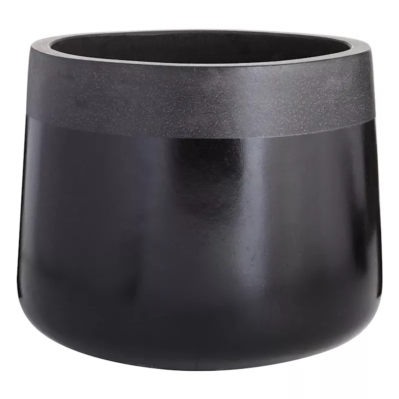 Two-Tone Textured Black Outdoor Planter, Large