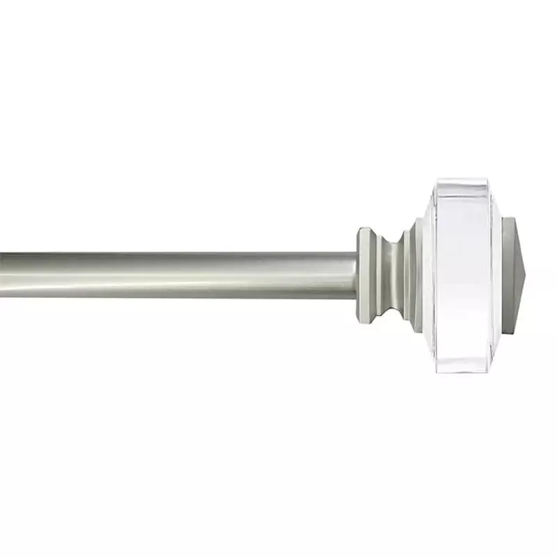 Tyson 3/4" Clear & Nickel Square Curtain Rod, 28-48"